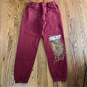 Sp5der Maroon Sweatpants